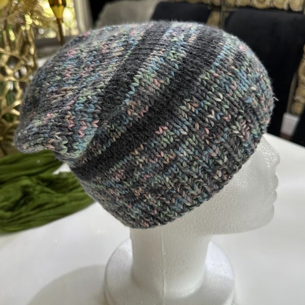 Handmade Multicolor Knit Beanie Soft Wool Blend Winter Hat Unisex